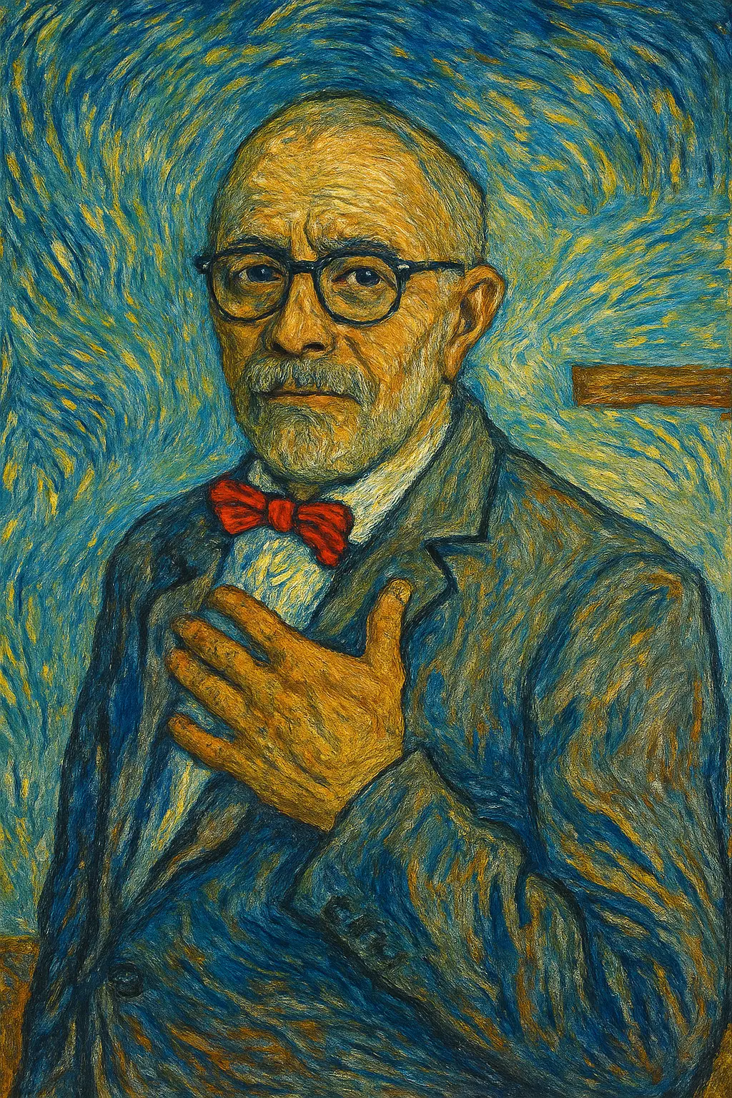 portret starszego mężczyzny w stylu postimpresjonistycznym